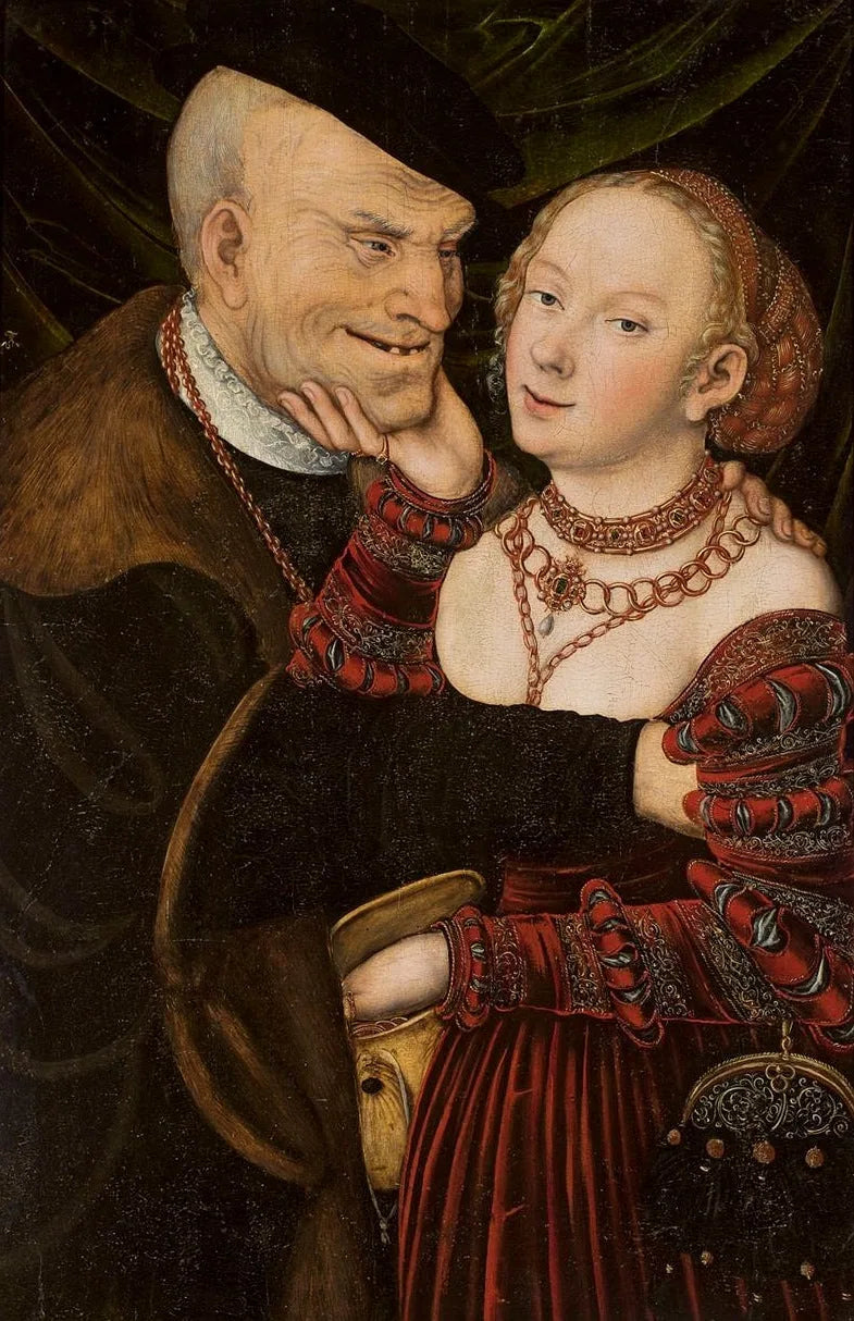 Le couple mal assorti - Lucas Cranach the Elder image 1 reproduction de peinture à l’huile