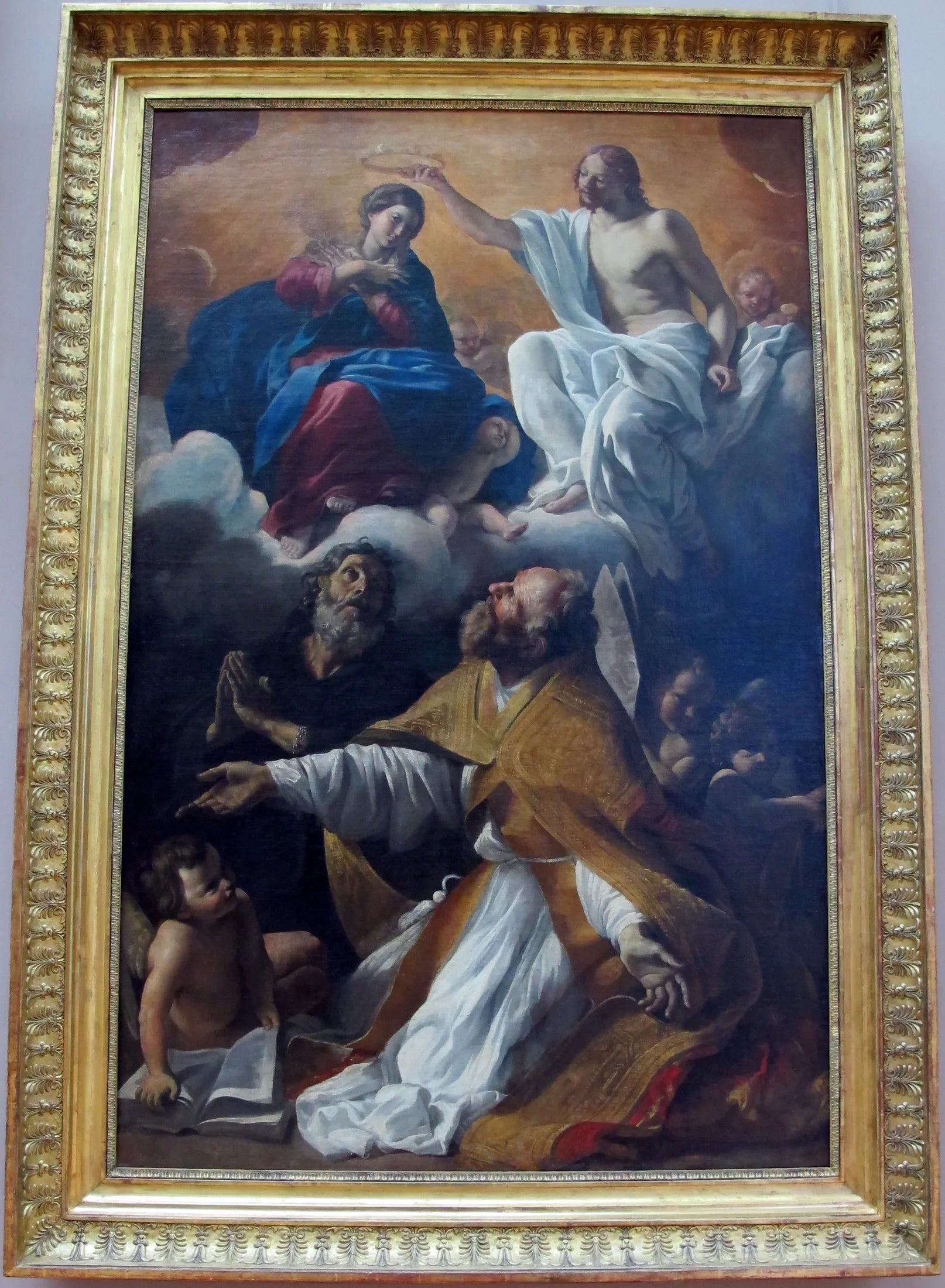 Le Couronnement de la Vierge avec saint Augustin et saint Guillaume d'Aquitaine - Giovanni Lanfranco image 1 reproduction de peinture à l’huile