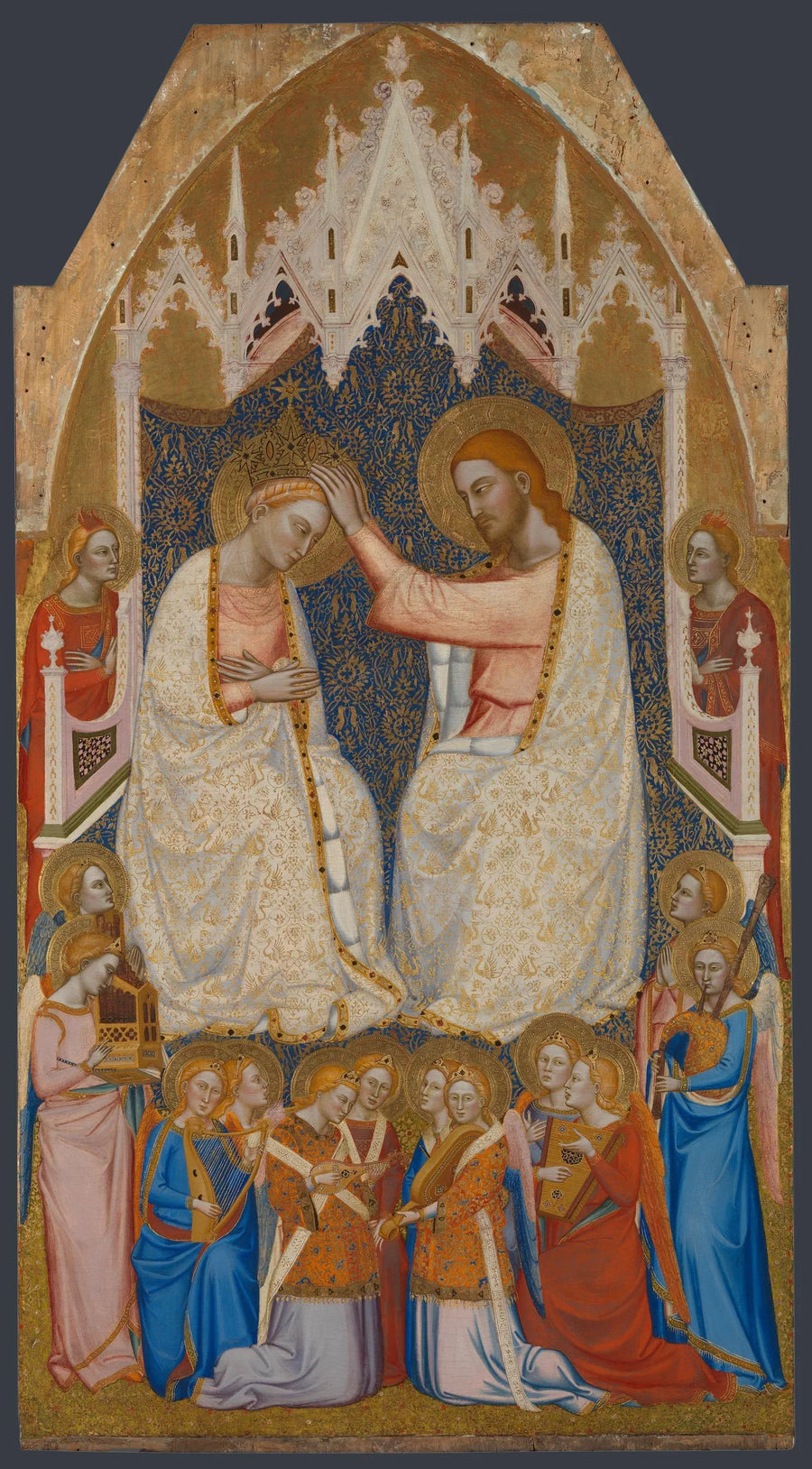 Le couronnement de la Vierge : panneau central du niveau principal - Jacopo di Cione