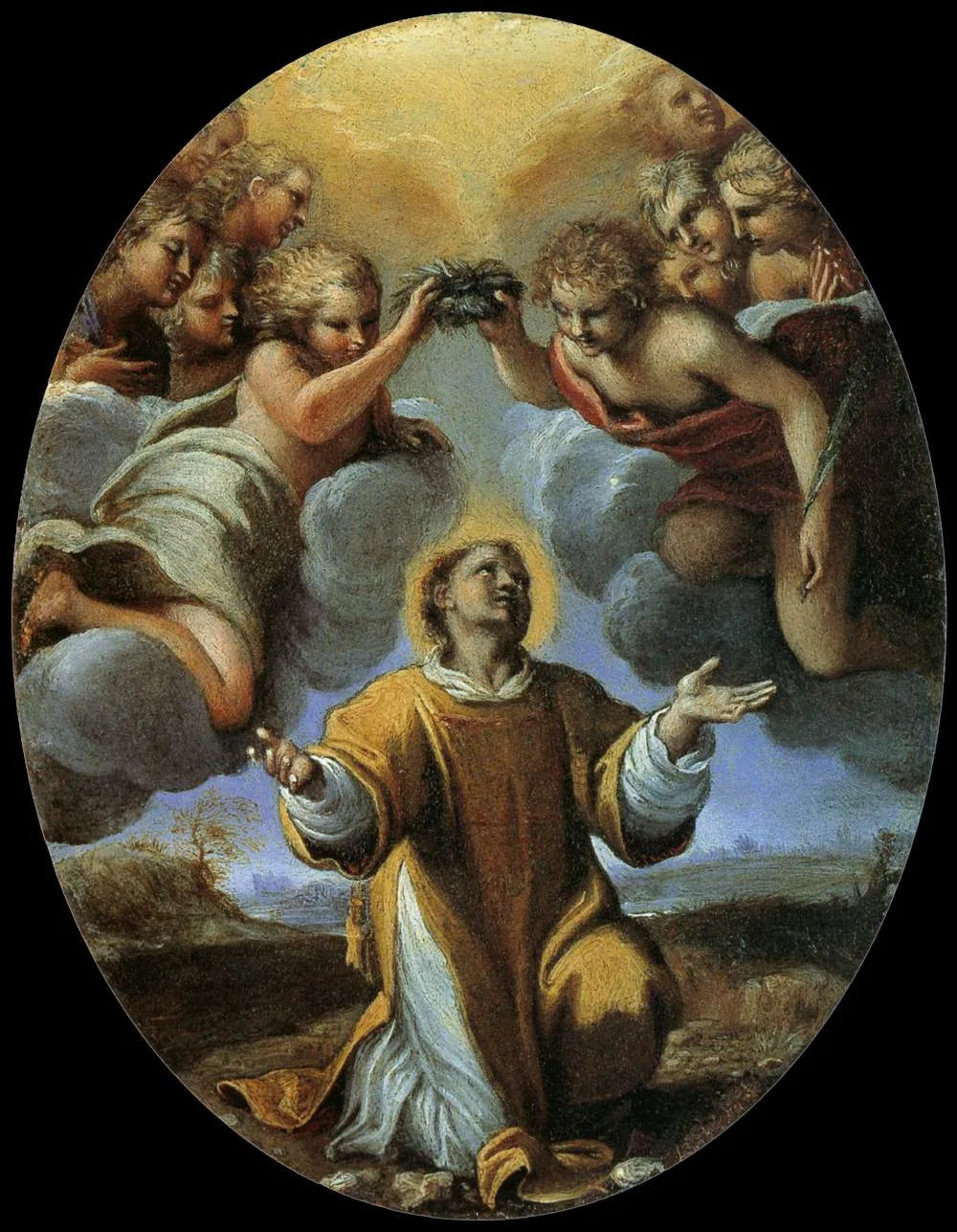 Le couronnement de saint Étienne - Annibale Carracci image 1 reproduction de peinture à l’huile