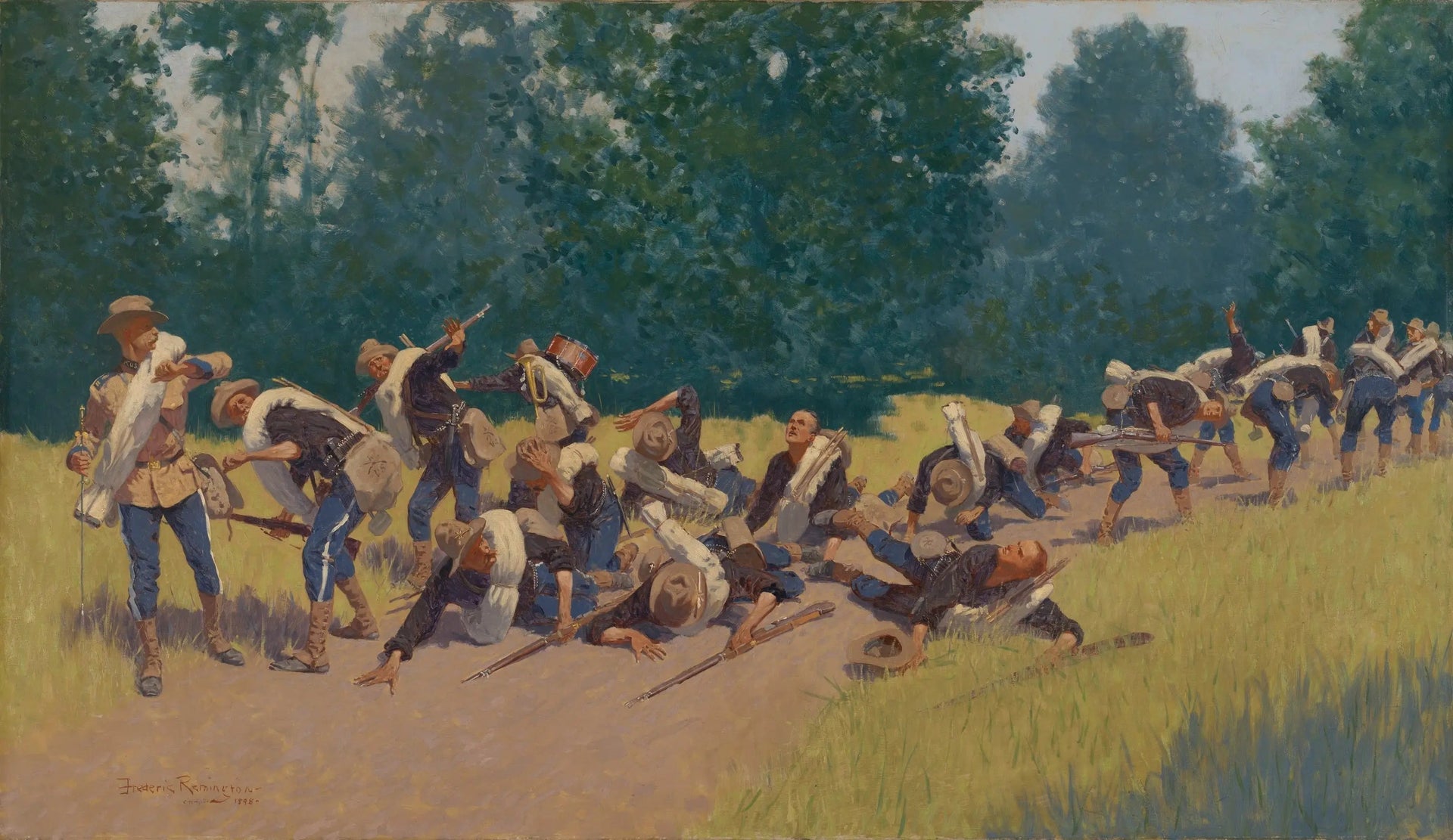 Le cri des éclats d'obus à San Juan Hill - Frederic Remington image 1 reproduction artisanale de tableau