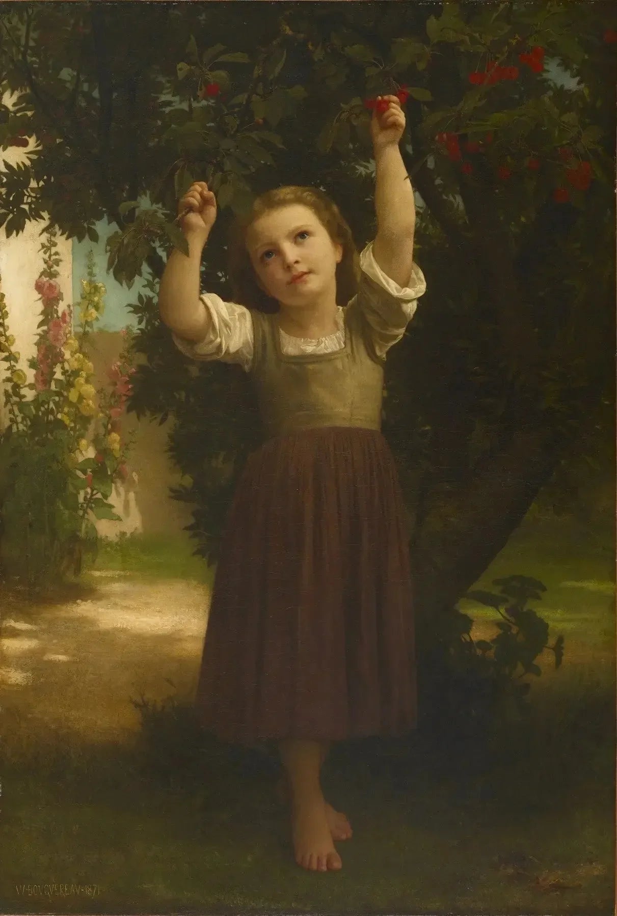 Le cueilleur de cerises - Bouguereau image 1 copie de tableau peinte à la main