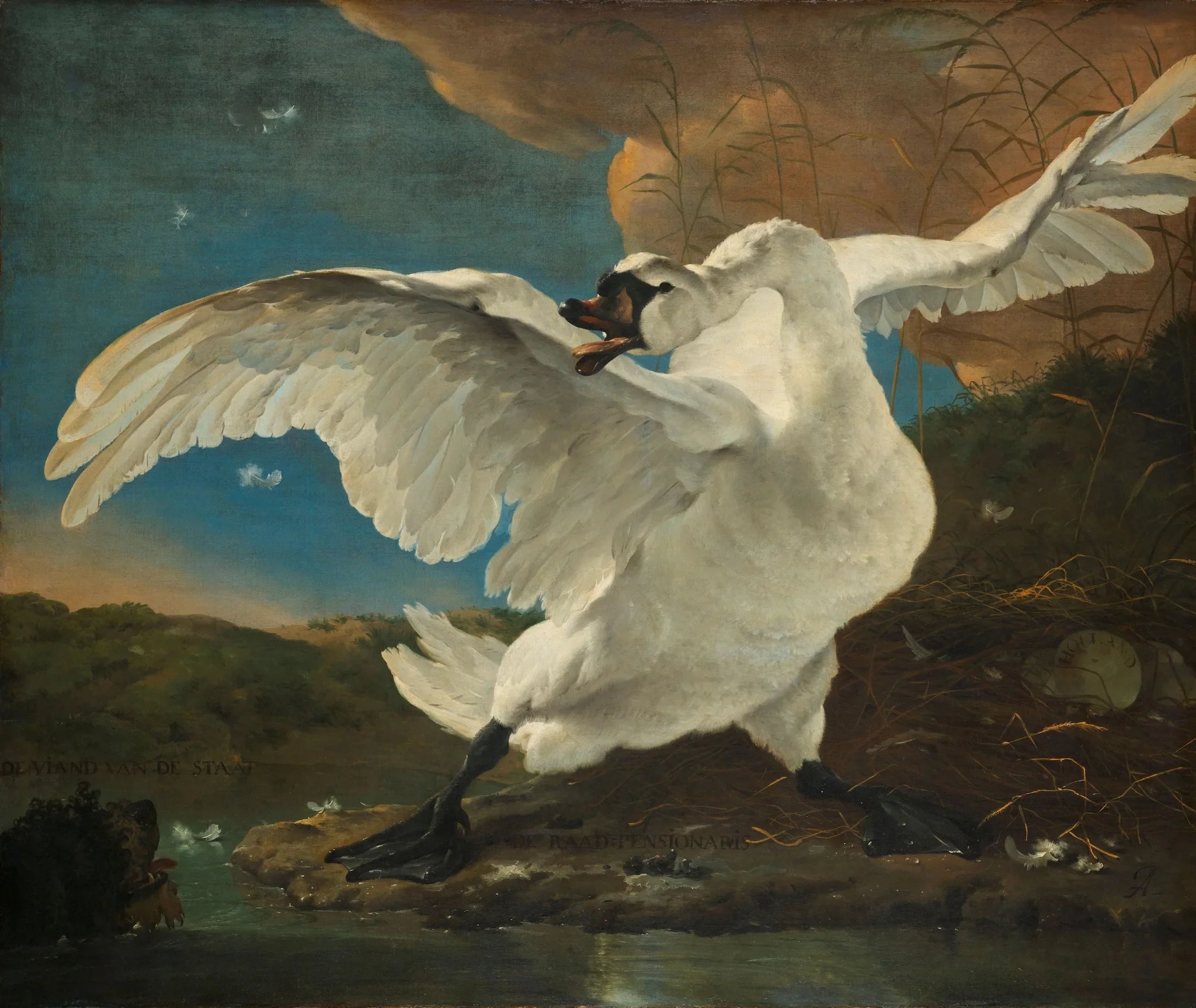 Le Cygne menacé - Jan Asselyn image 1 reproduction artisanale de tableau