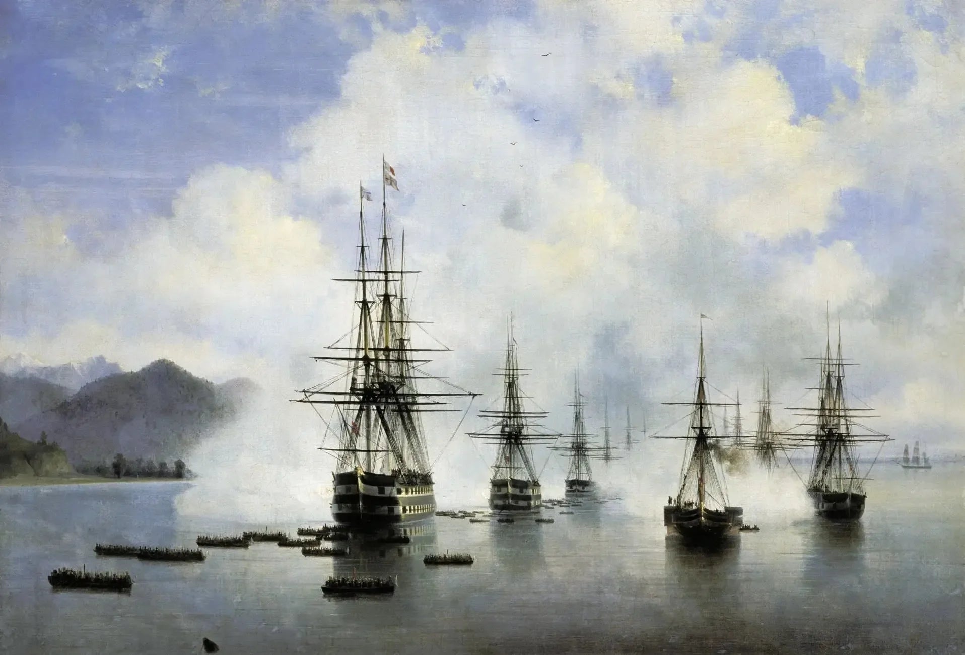 Le débarquement de N. N. Raevskyi à Subashi - Ivan Aïvazovski image 1 reproduction artisanale de tableau
