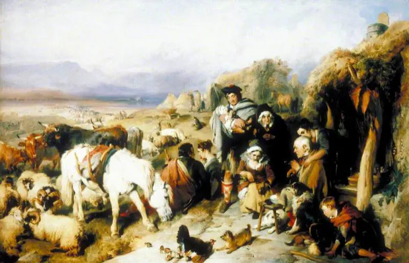 Le départ du bouvier : une scène dans les Grampians - Edwin Henry Landseer image 1 reproduction de peinture à l’huile