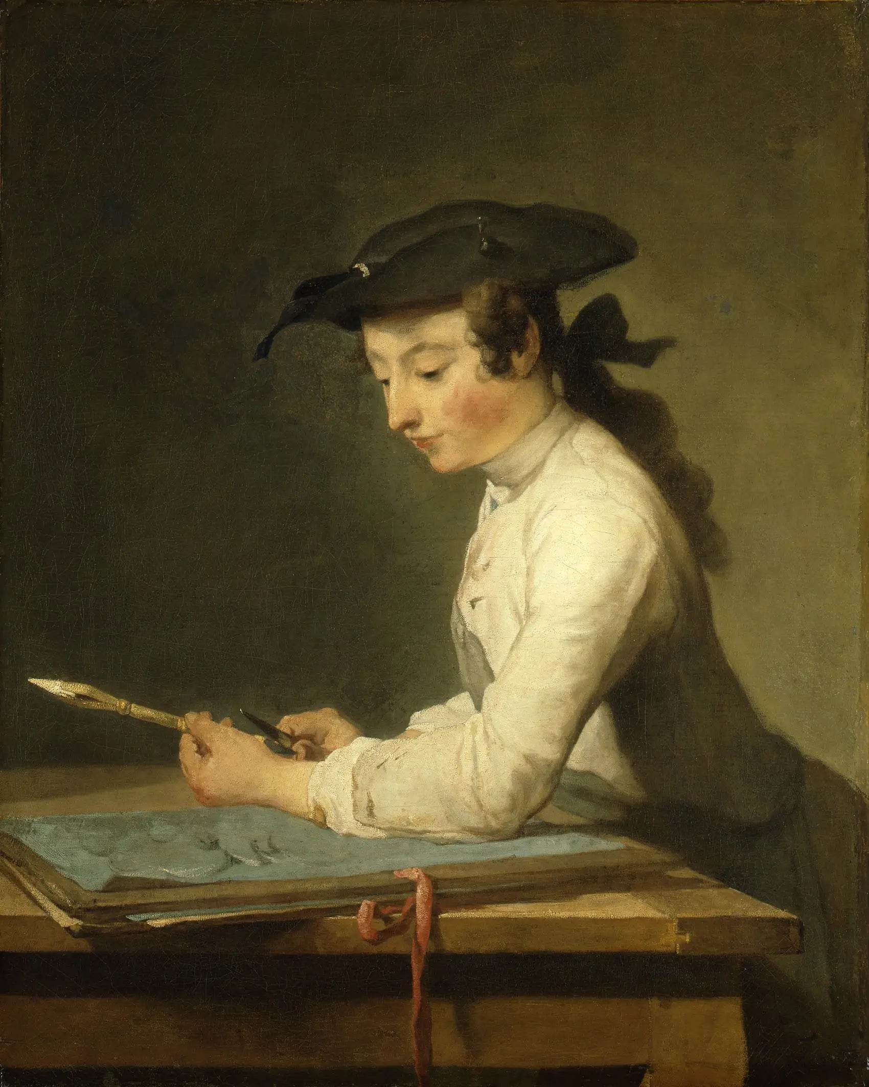Le dessinateur - Jean Siméon Chardin image 1 reproduction artisanale de tableau