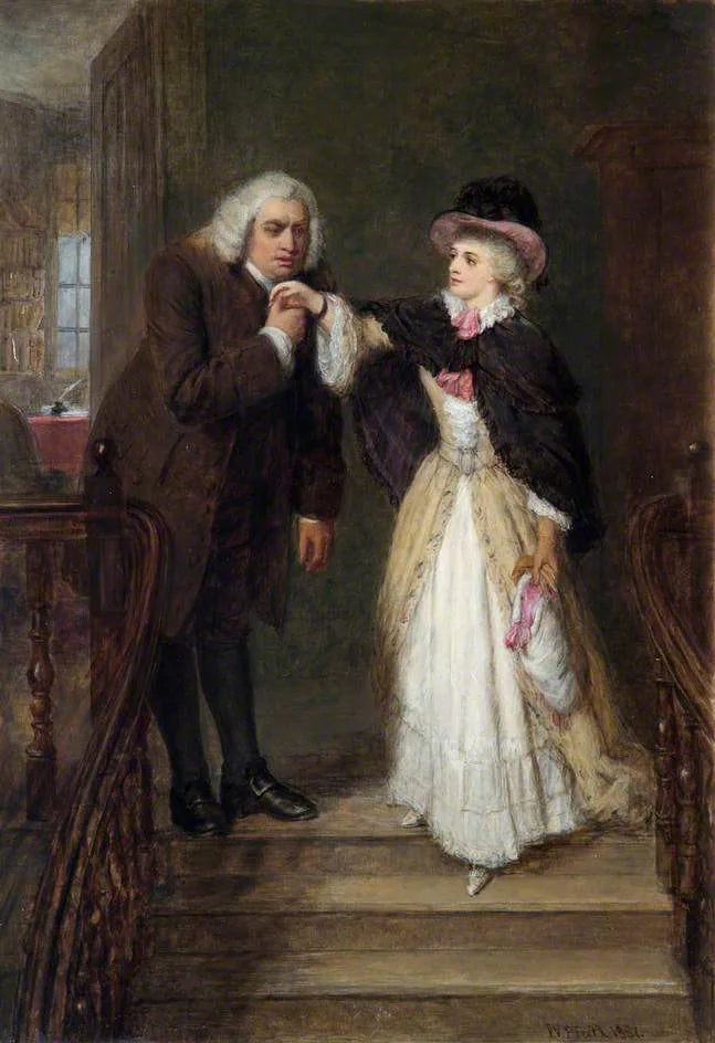 Le docteur Johnson (1709-1784) et Mme Siddons (1755-1831), à Bolt Court - William Powell Frith image 1 reproduction de peinture à l’huile