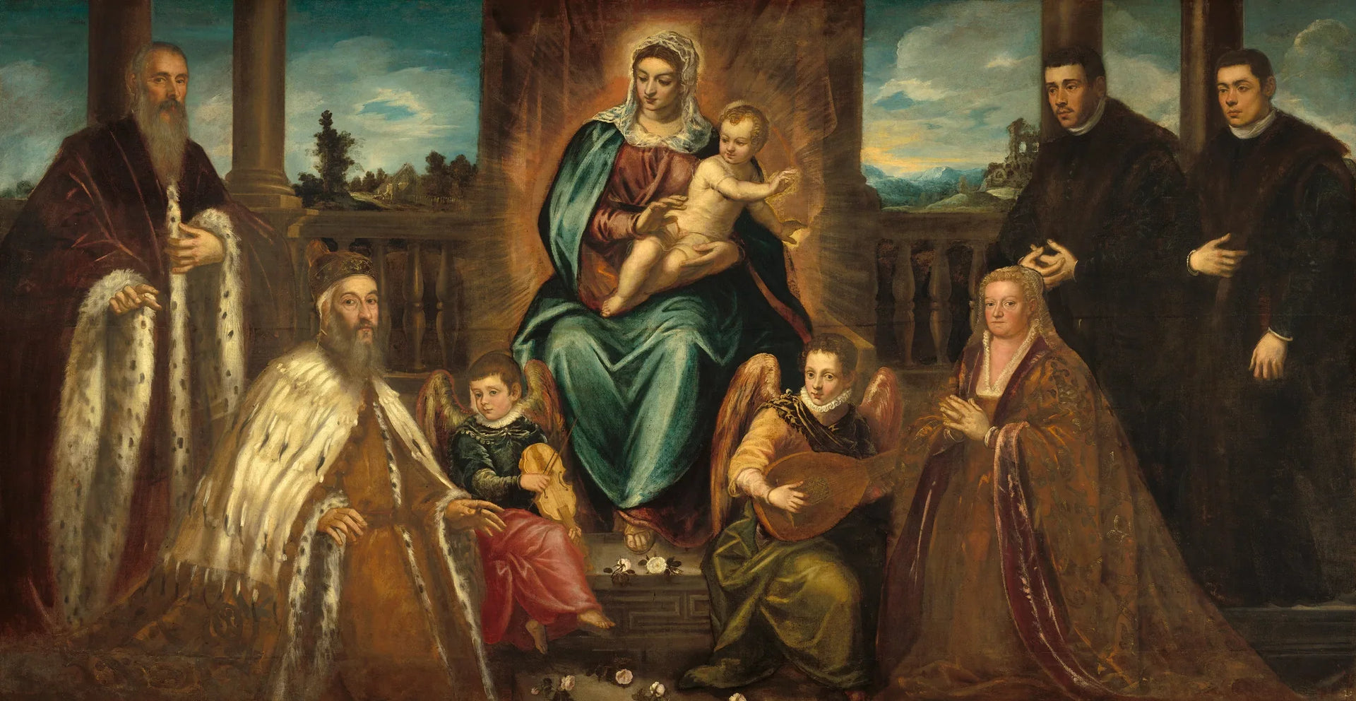 Le doge Alvise Mocenigo et sa famille devant la Vierge à l'Enfant - Jacopo Tintoretto image 1 reproduction réalisée par Alpha Reproduction