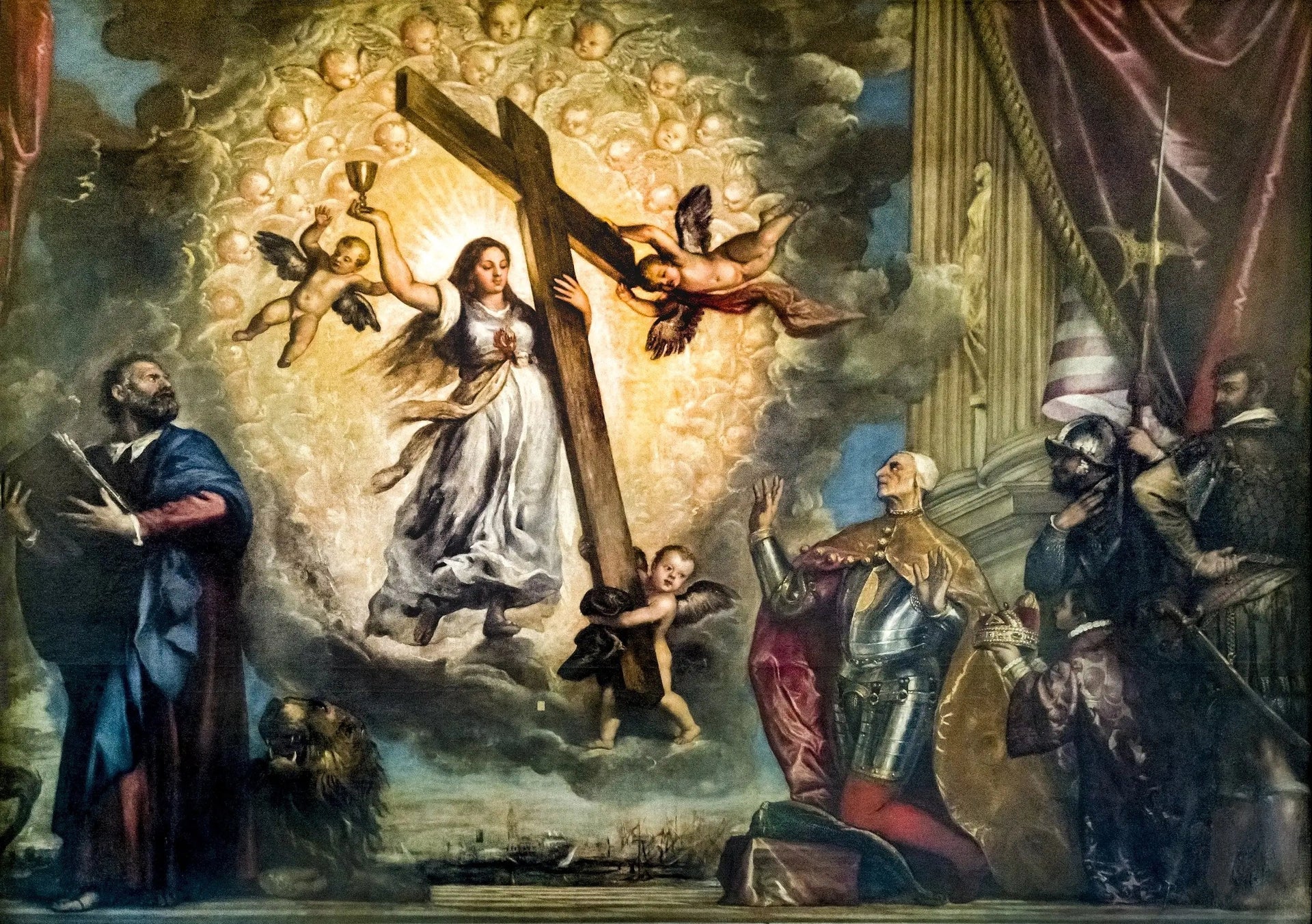 Le doge Antonio Grimani agenouillé devant la foi - Titian image 1 tableau peint à l’huile sur toile