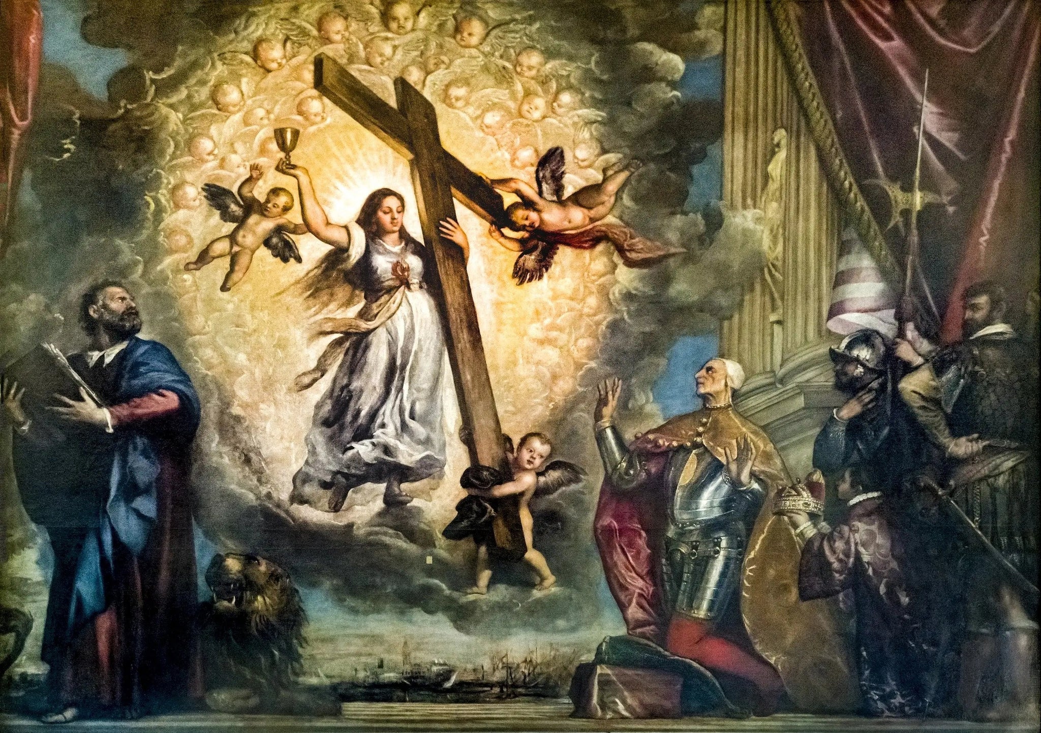 Le doge Antonio Grimani agenouillé devant la foi - Titian image 1 tableau peint à l’huile sur toile
