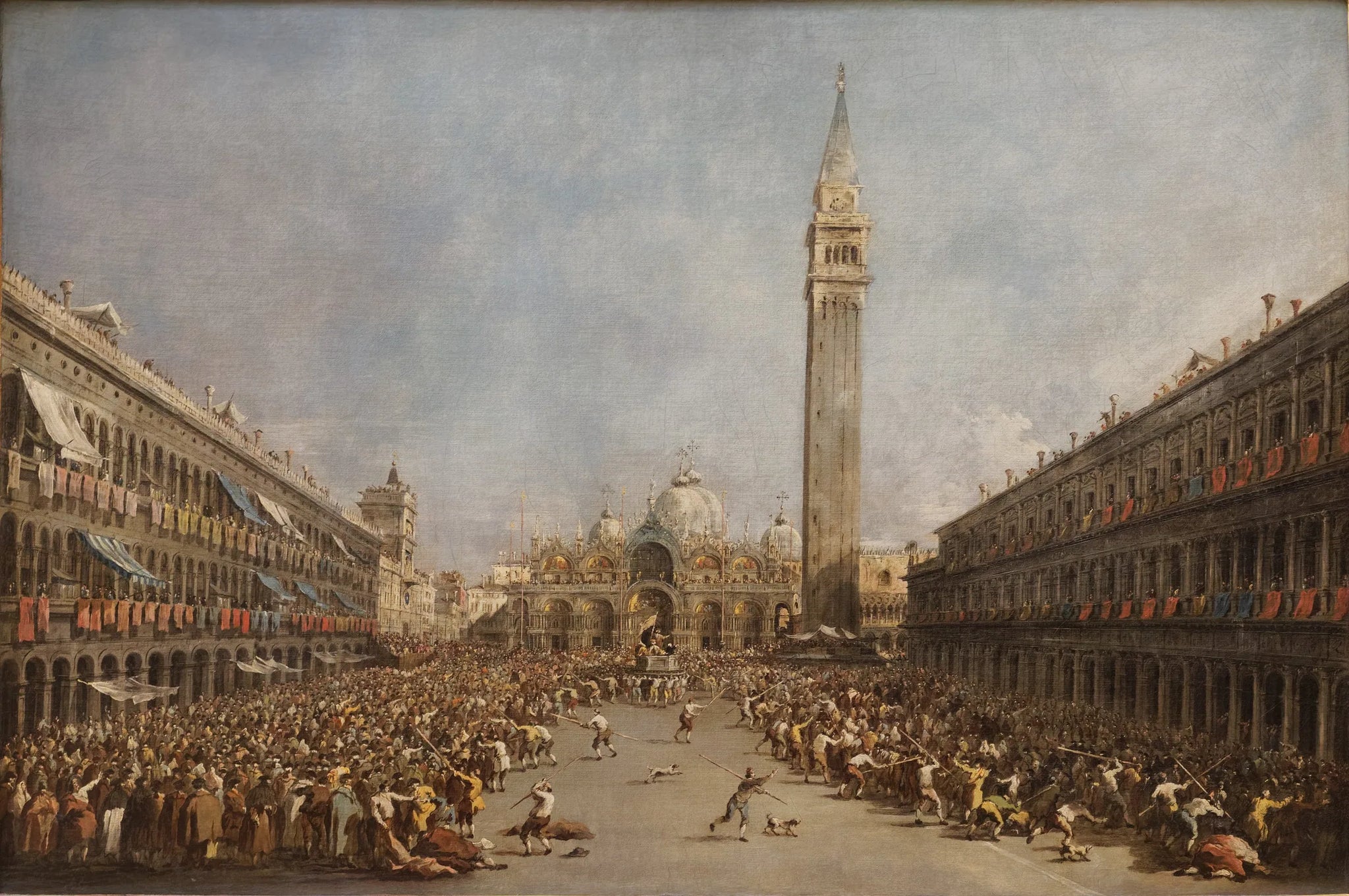 Le Doge de Venise porté par les gondoliers, après son élection sur la place Saint-Marc - Francesco Guardi image 1 reproduction d’œuvre d’art à l’huile