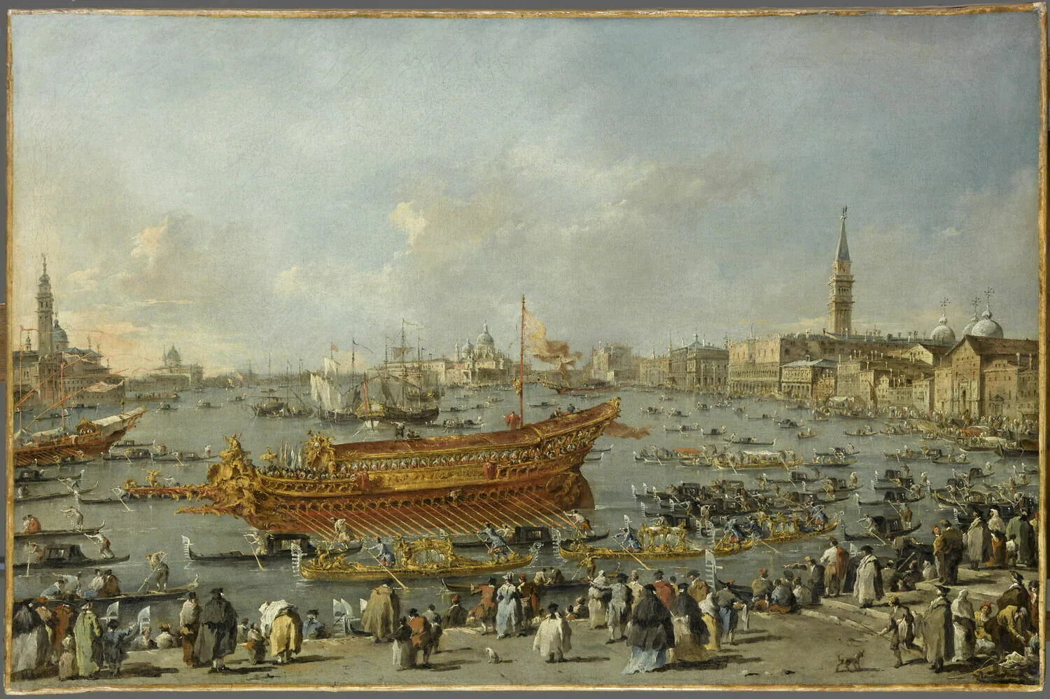 Le Doge de Venise sur le Bucentaure près du Riva di Sant'Elena - Francesco Guardi image 1 copie peinte à la main à l’huile