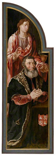 Le donateur Jan van Drenckwaerdt avec son saint patron, saint Jean l'Évangéliste - Maarten van Heemskerck image 1 copie peinte à la main à l’huile