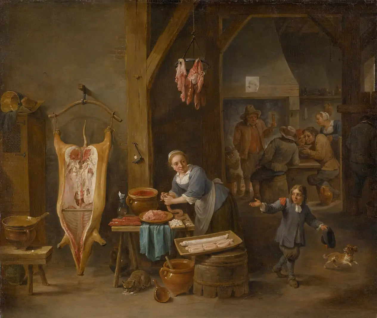 Le fabricant de saucisses - David Teniers le Jeune image 1 tableau peint à l’huile sur toile