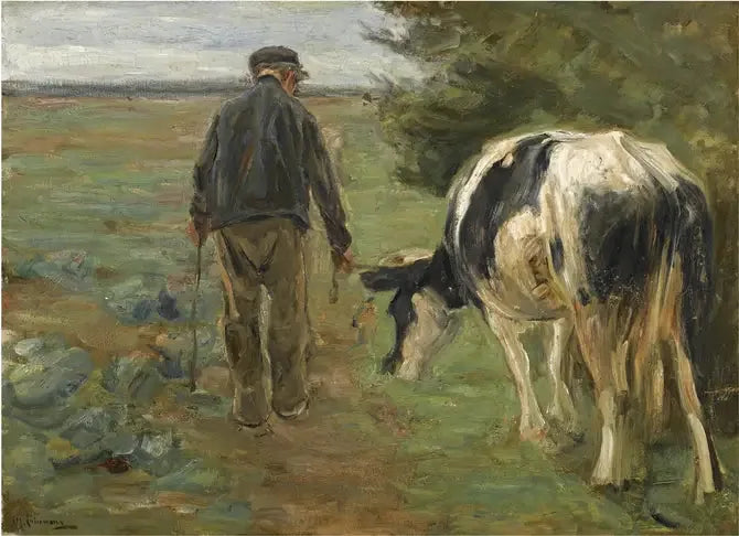 LE FERMIER ET LA VACHE - Max Liebermann image 1 copie de tableau peinte à la main