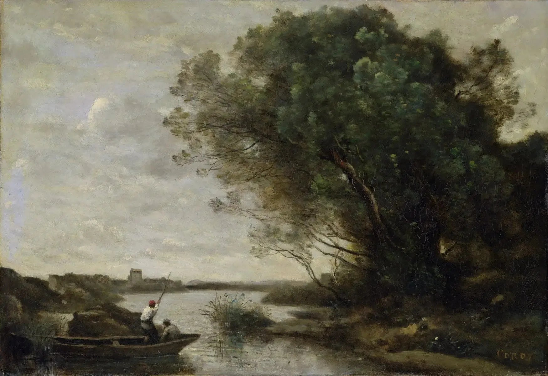 Le ferry - Jean-Baptiste Camille Corot image 1 copie peinte à la main à l’huile