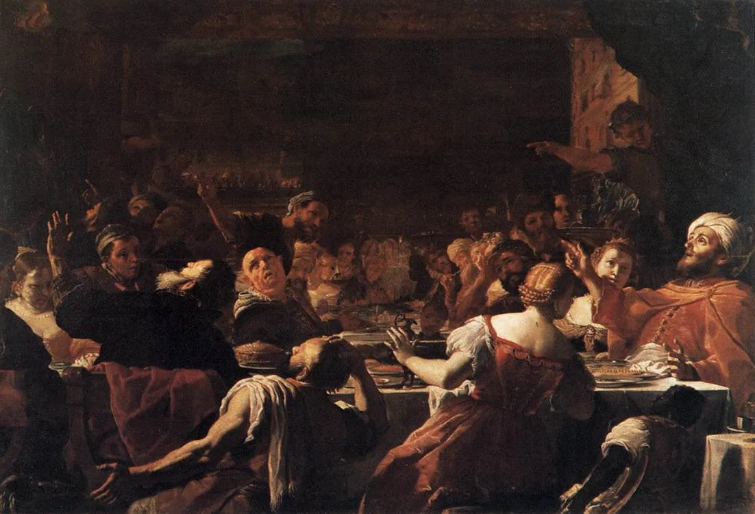 Le Festin de Balthazar - Mattia Preti image 1 tableau peint à l’huile sur toile