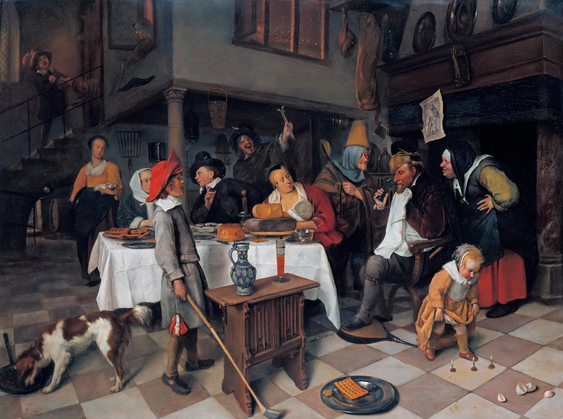 Le festin de la nuit des rois : « Le roi boit » - Jan Steen image 1 reproduction de peinture à l’huile