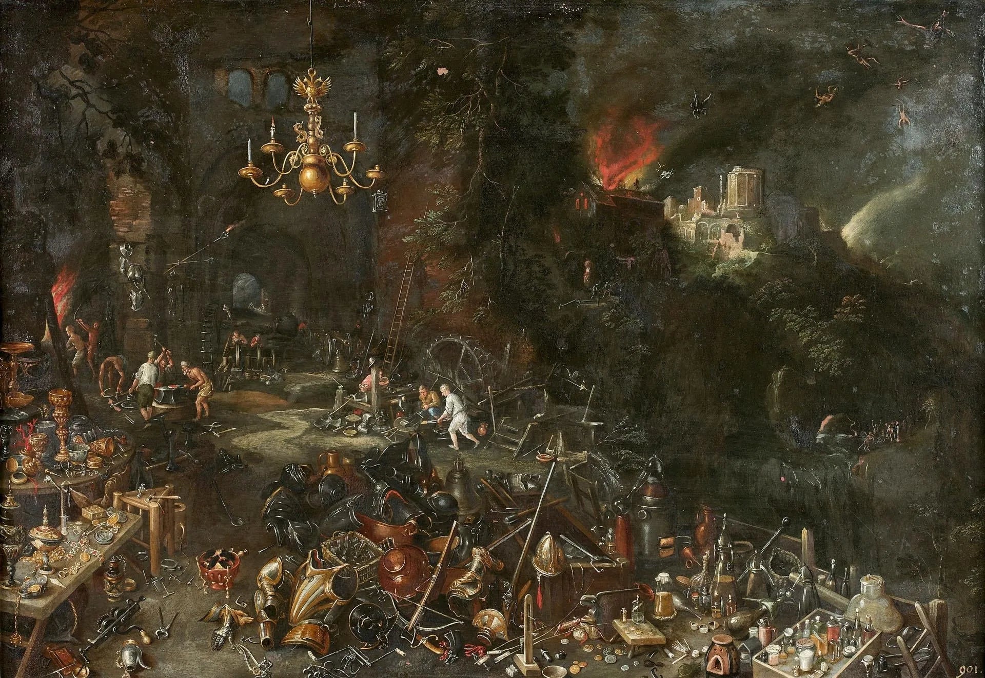 Le feu (les quatre éléments) - Jan Brueghel le Jeune image 1 copie peinte à la main à l’huile