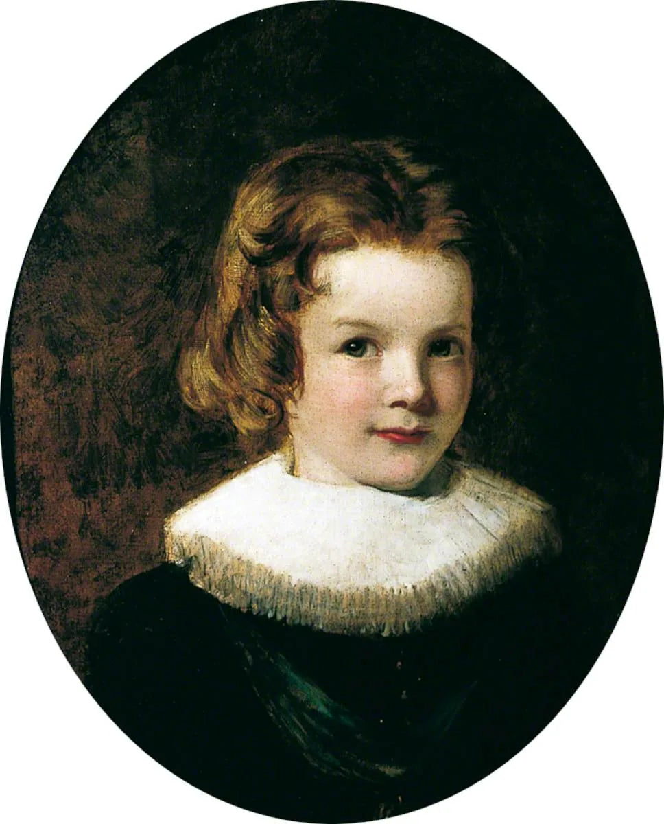 Le fils de l'artiste, Walter (Portrait d'un jeune garçon portant une fraise) - William Powell Frith image 1 tableau peint à l’huile sur toile