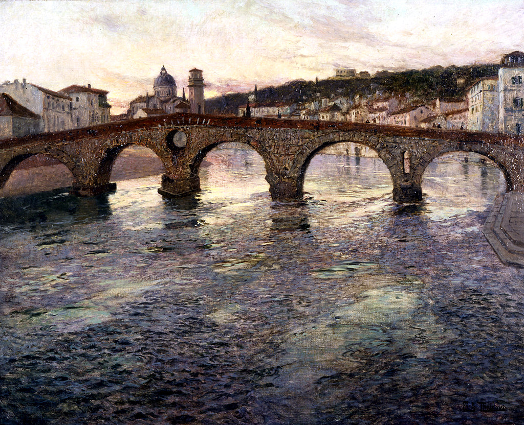 Le fleuve Adige à Vérone - Frits Thaulow image 1 copie peinte à la main à l’huile