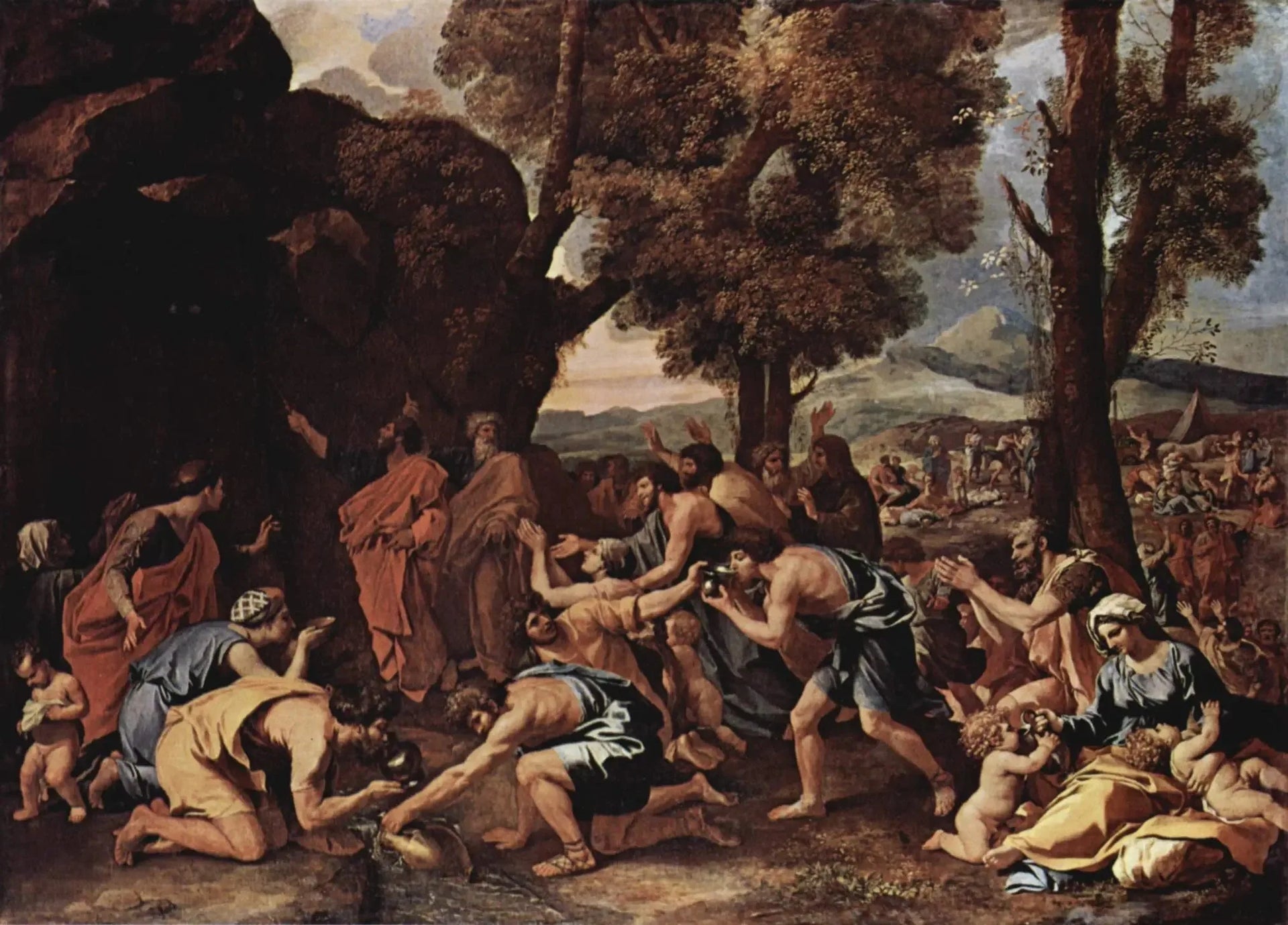 Le Frappement du rocher - Nicolas Poussin image 1 reproduction de peinture à l’huile