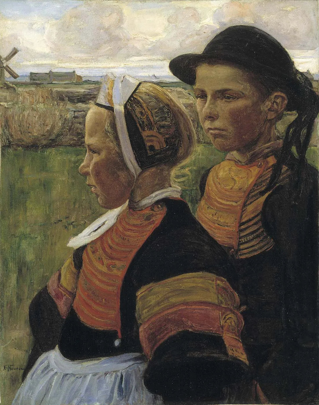 Le frère et la soeur, Penmarc'h - Elizabeth Nourse image 1 reproduction artisanale de tableau
