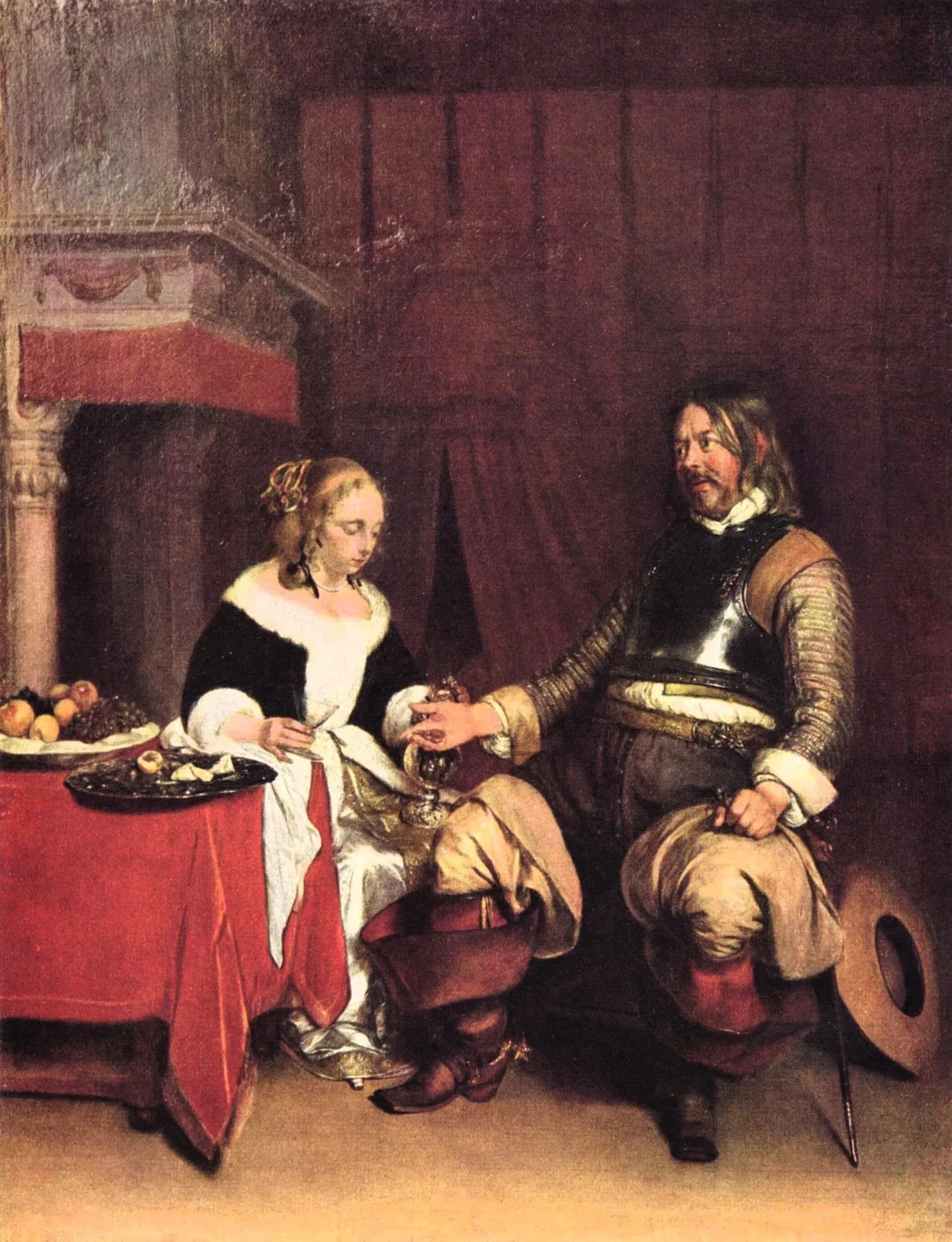 Le Galant Militaire - Gerard ter Borch image 1 copie peinte à la main à l’huile