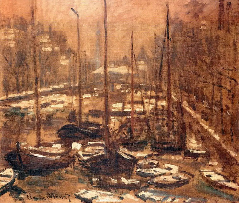 Le Geldersekade à Amsterdam, l'hiver - Claude Monet