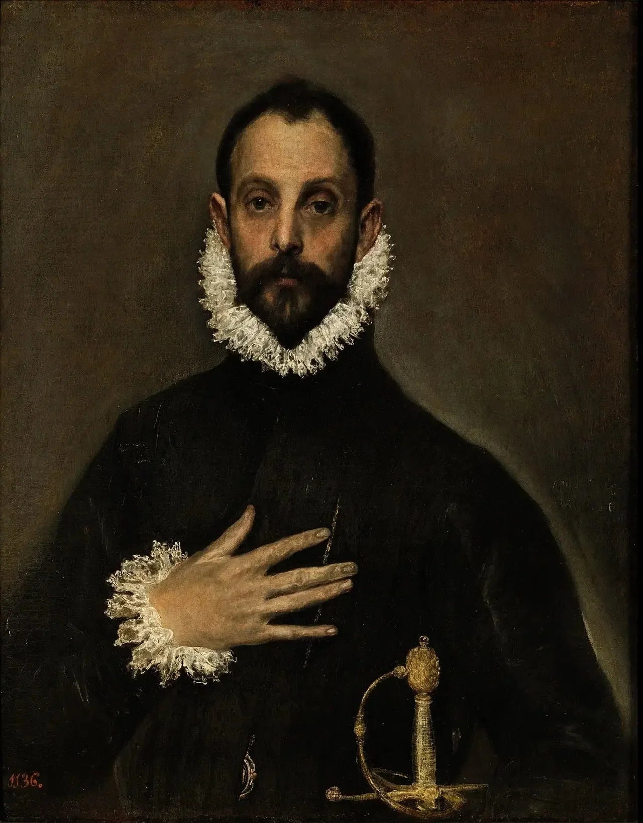 Le Gentilhomme à la main sur la poitrine - El Greco image 1 reproduction de peinture à l’huile