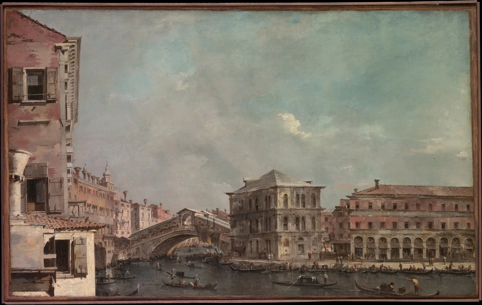 Le Grand Canal au-dessus du Rialto - Francesco Guardi image 1 copie de tableau peinte à la main