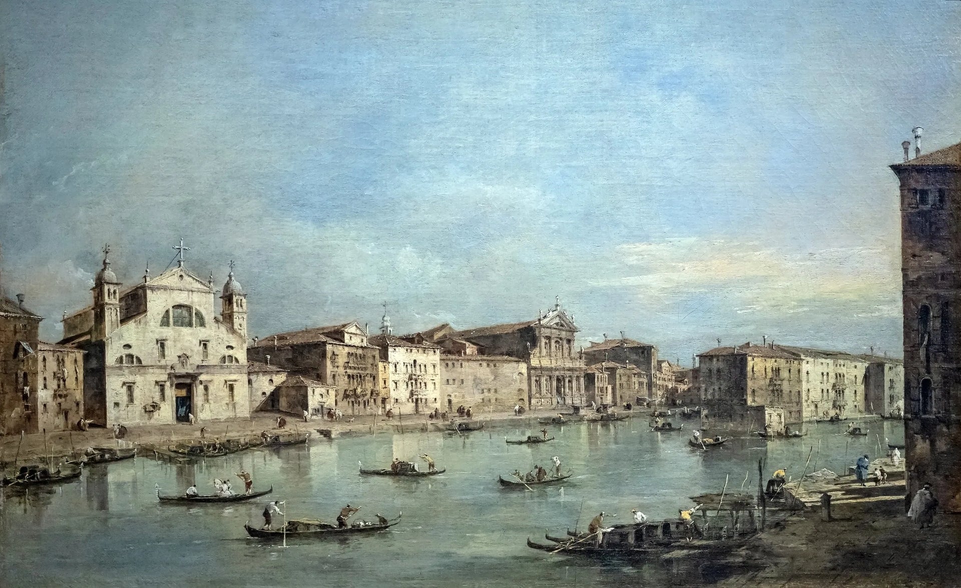 Le Grand Canal avec Santa Lucia et Santa Maria di Nazareth - Francesco Guardi image 1 reproduction artisanale de tableau