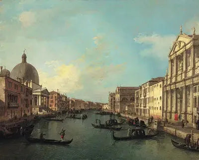 Le Grand Canal de Santa Maria di Nazareth vers Santa Croce - Canaletto image 1 reproduction artisanale de tableau