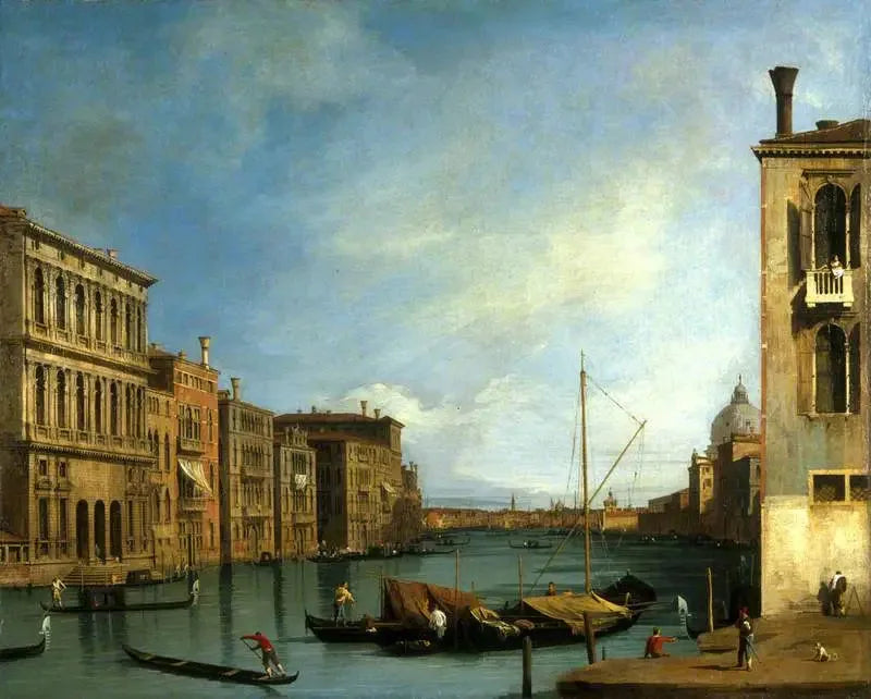 Le Grand Canal depuis le Campo San Vio, Venise - Canaletto image 1 copie de tableau peinte à la main