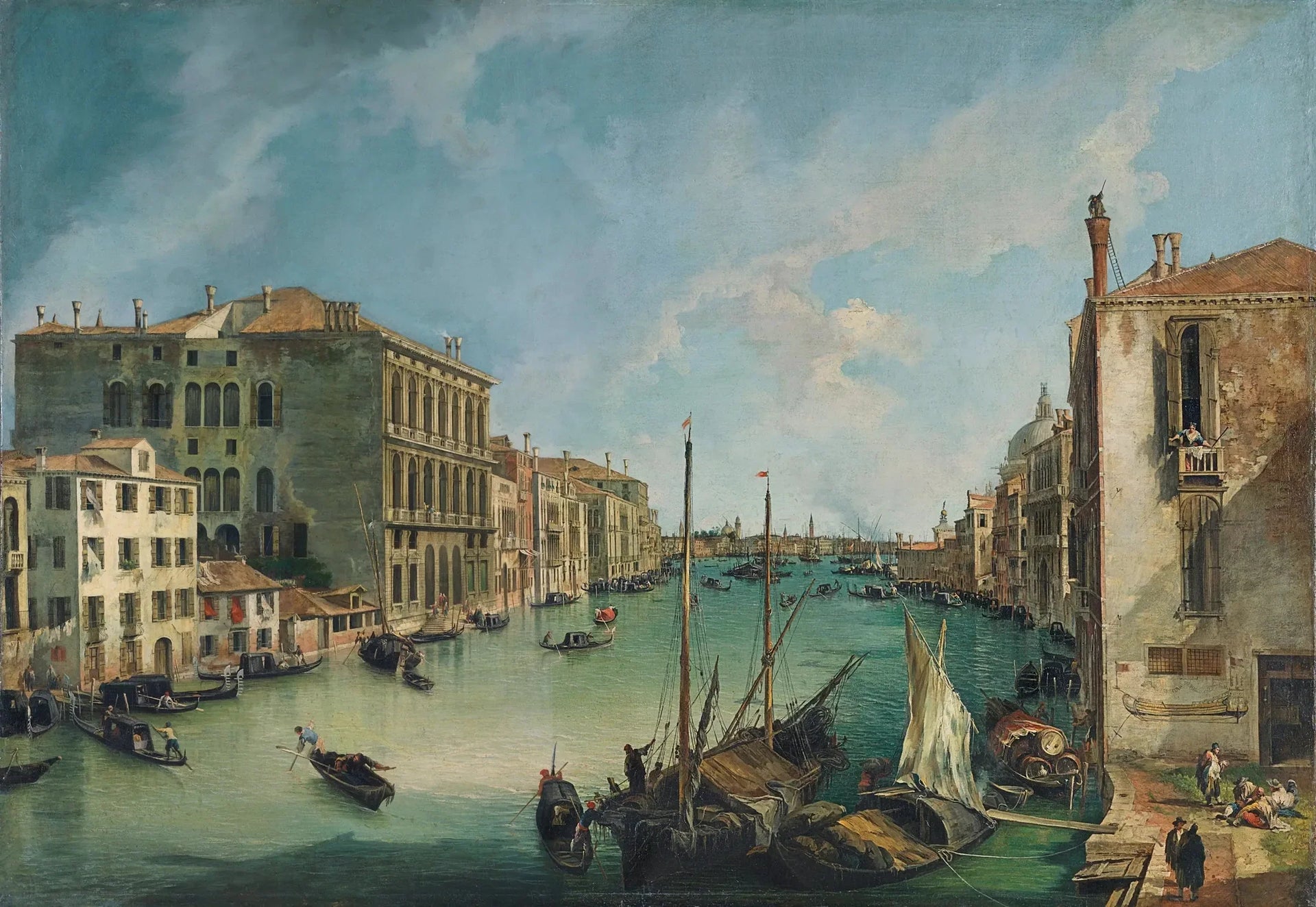 Le Grand Canal depuis la place San Vio à Venise - Canaletto image 1 reproduction de peinture à l’huile