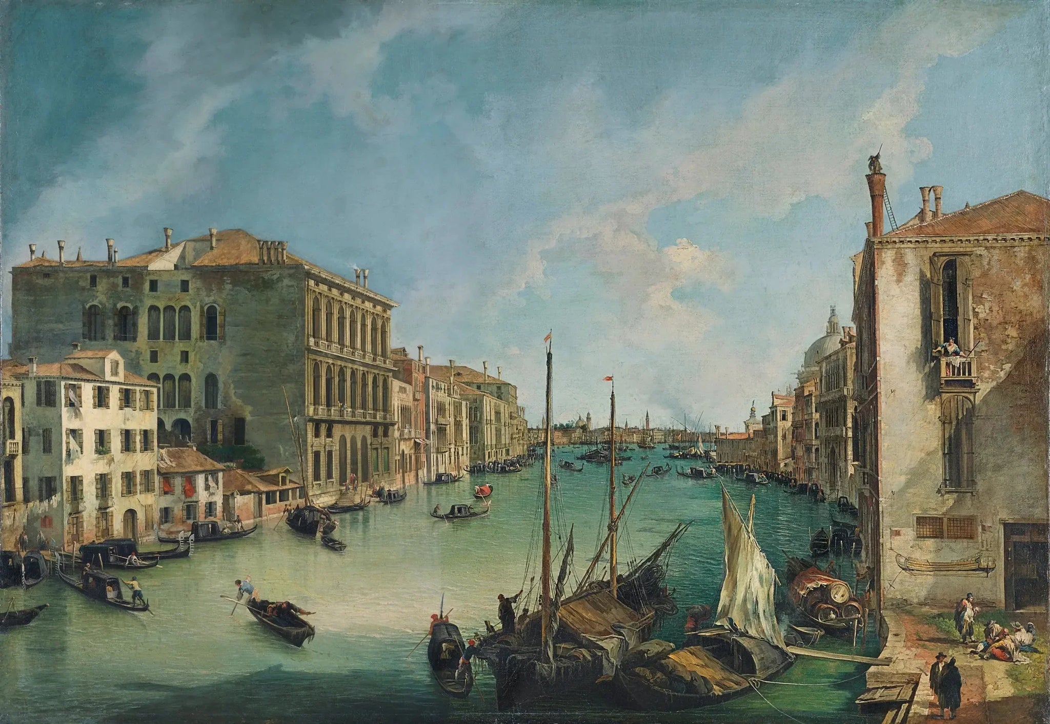 Le Grand Canal depuis la place San Vio à Venise - Canaletto image 1 reproduction de peinture à l’huile