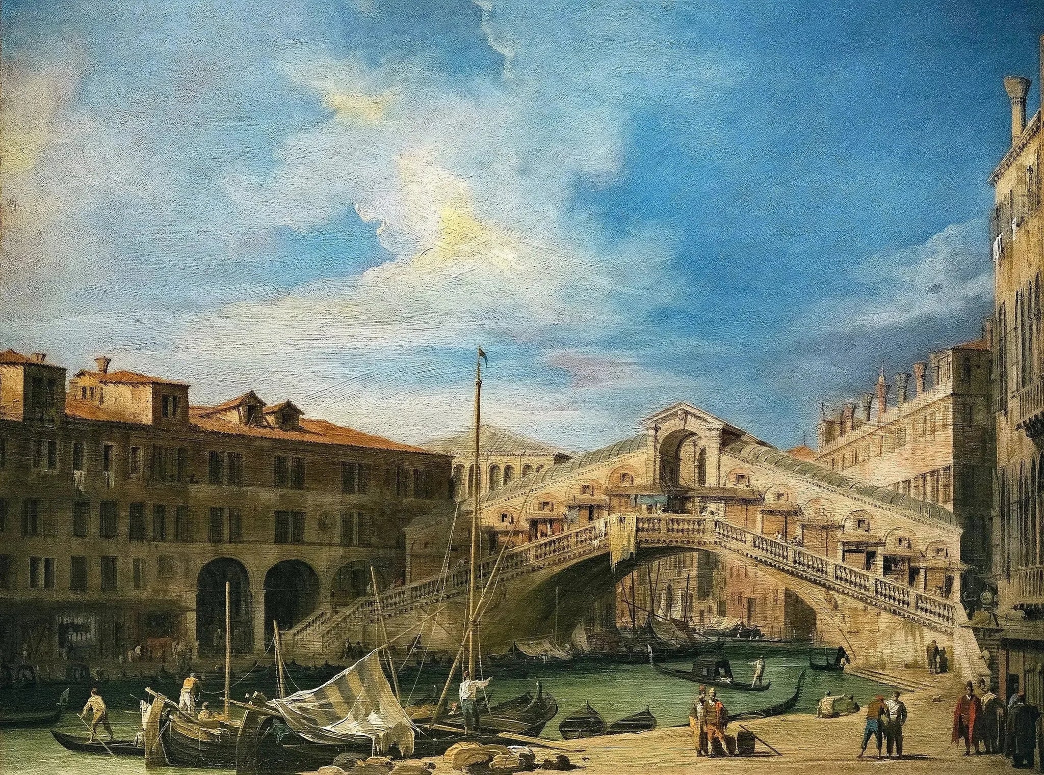 Le Grand Canal : le pont du Rialto depuis le Sud - Canaletto image 1 reproduction artisanale de tableau