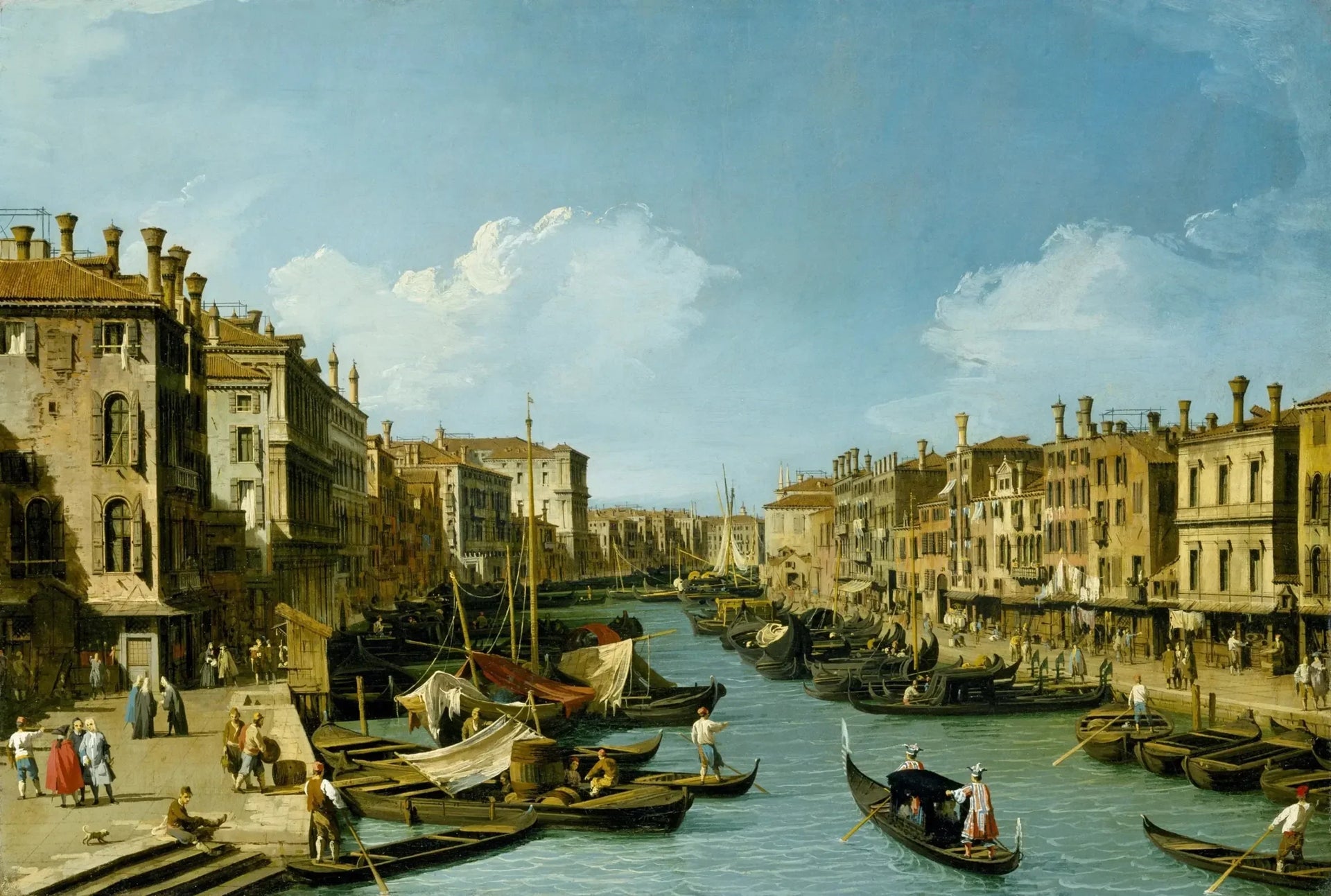 Le Grand Canal près du Rialto, Venise - Canaletto image 1 copie de tableau peinte à la main