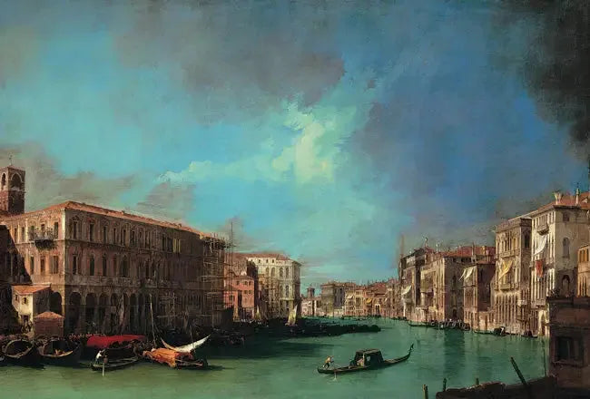 Le Grand Canal près du Rialto, vers le Nord - Canaletto image 1 copie de tableau peinte à la main