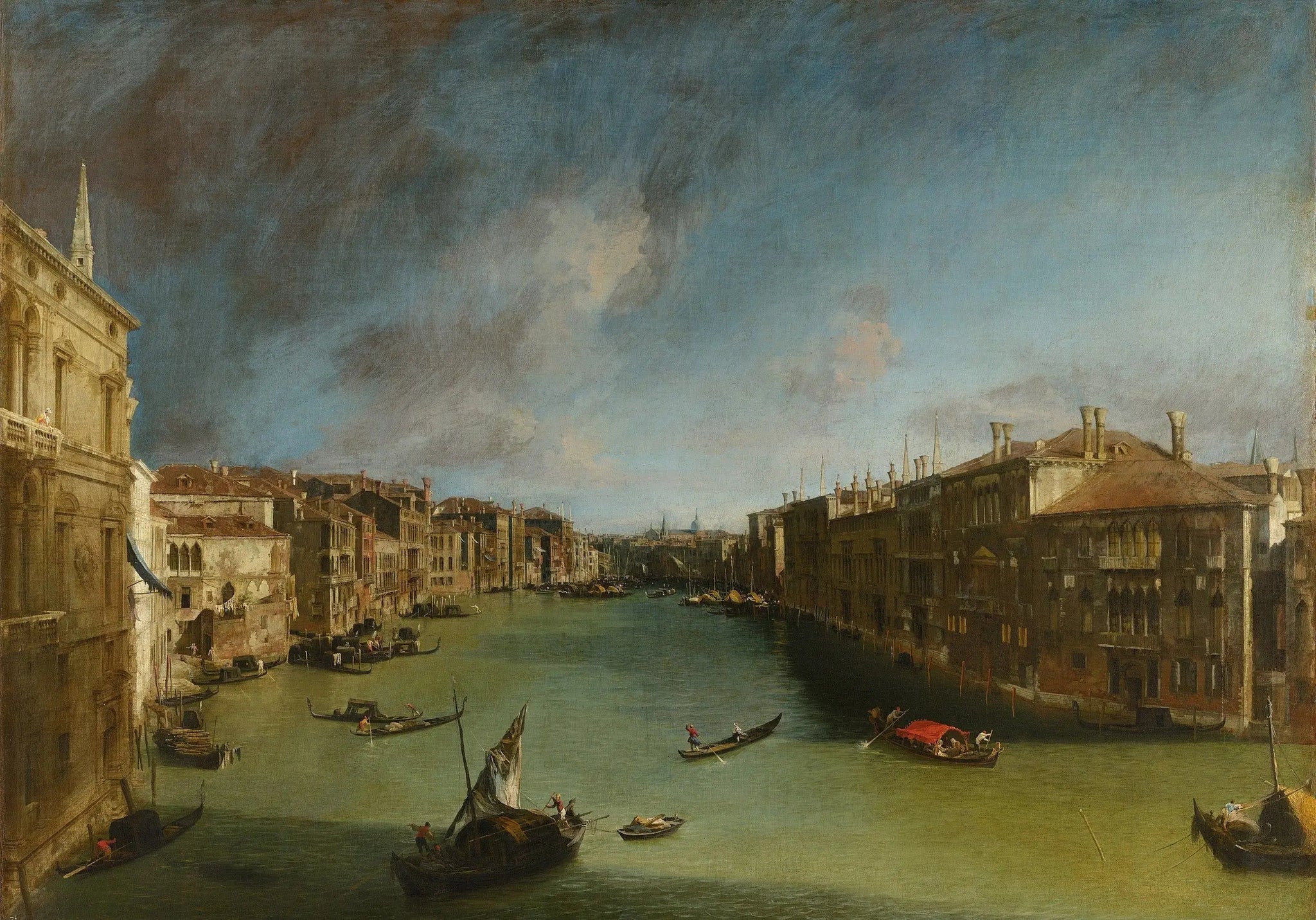 Le Grand Canal, vers le nord-est depuis le palais Balbi vers le pont du Rialto - Canaletto image 1 copie de tableau peinte à la main