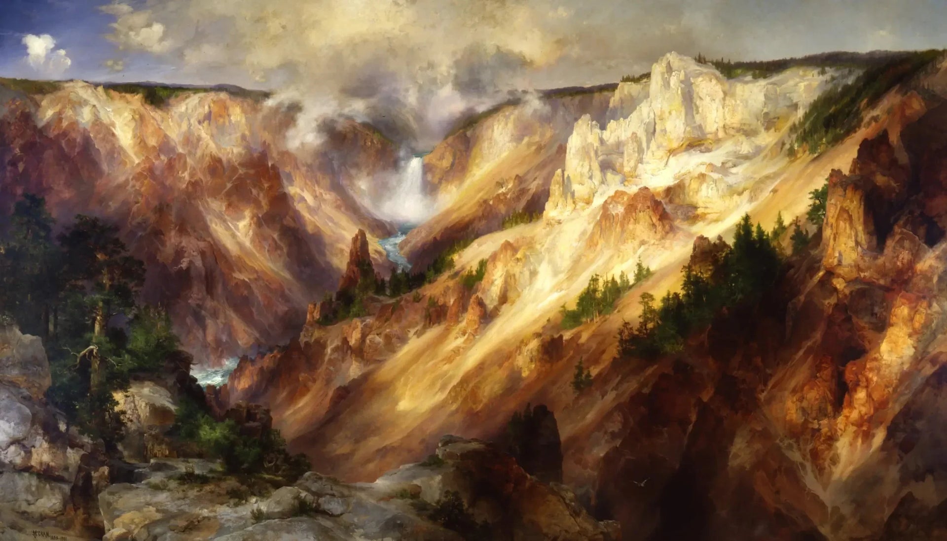 Le Grand Canyon de Yellowstone - Thomas Moran image 1 copie de tableau peinte à la main