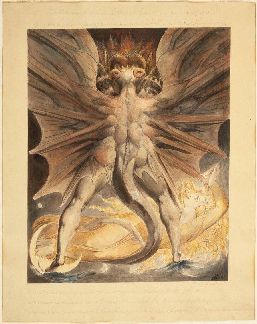 Le grand dragon rouge et la femme vêtue du soleil (Apocalypse 12: 1-4) - William Blake