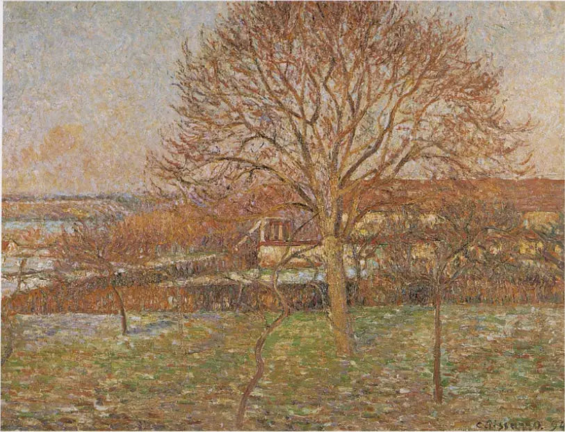 Le Grand Noyer, gelée blanche, Éragny - Camille Pissarro image 1 reproduction d’œuvre d’art à l’huile