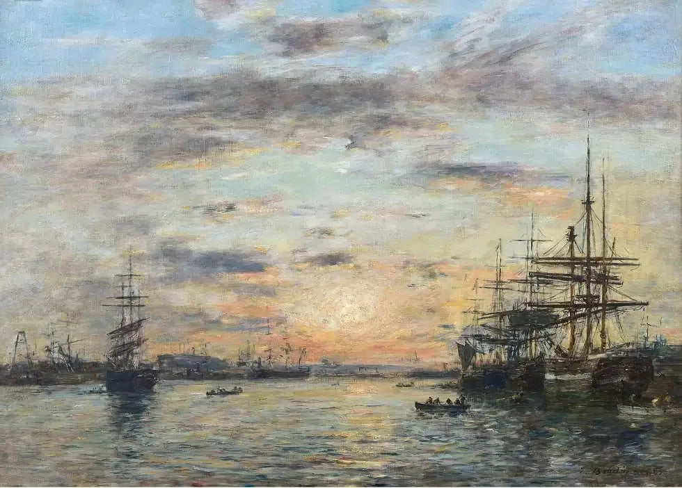 Le Havre. Le bassin de l'Eure - Eugène Boudin image 1 copie peinte à la main à l’huile