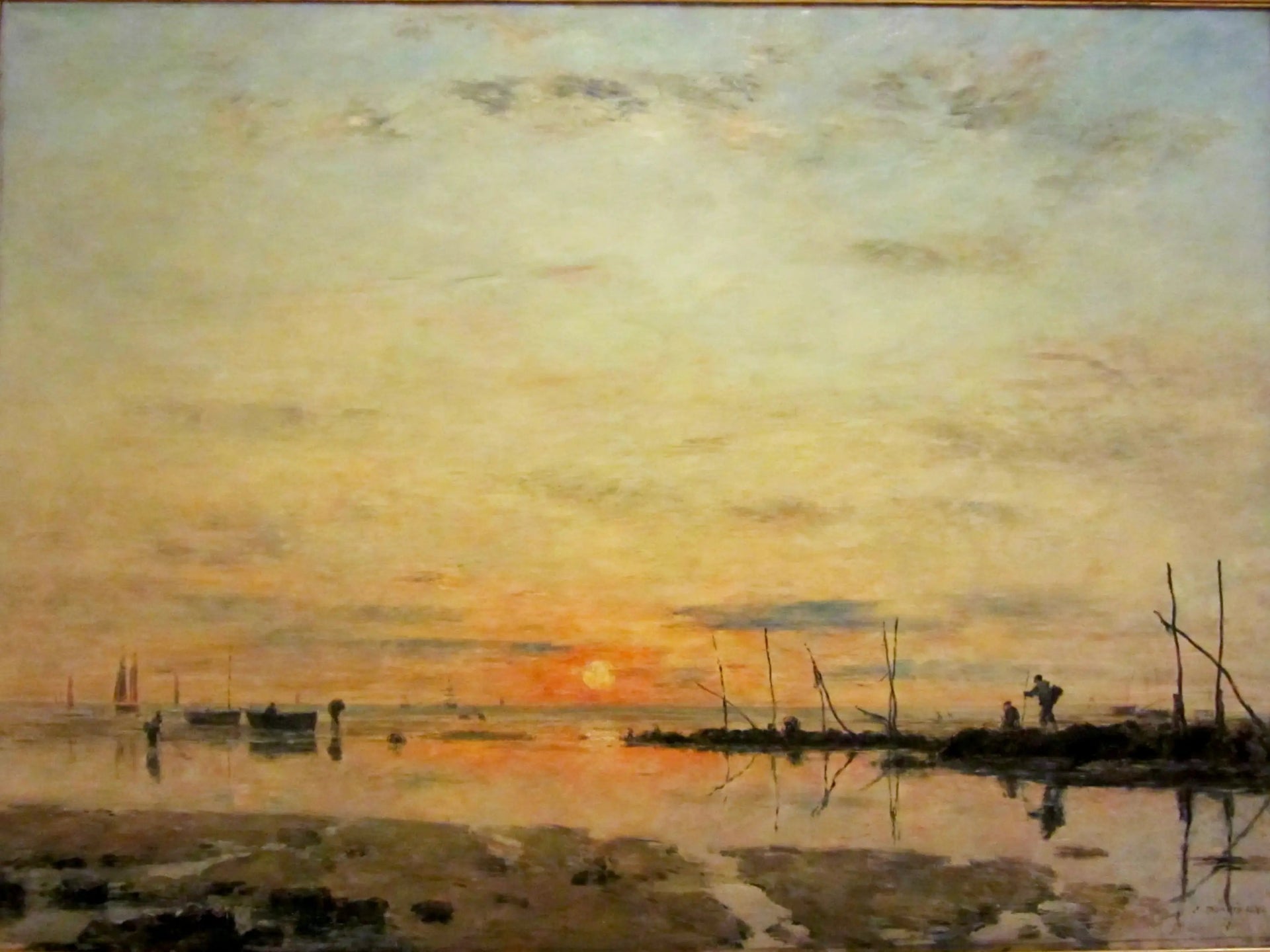 Le Havre. Coucher de soleil à marée basse - Eugène Boudin image 1 tableau peint à l’huile sur toile