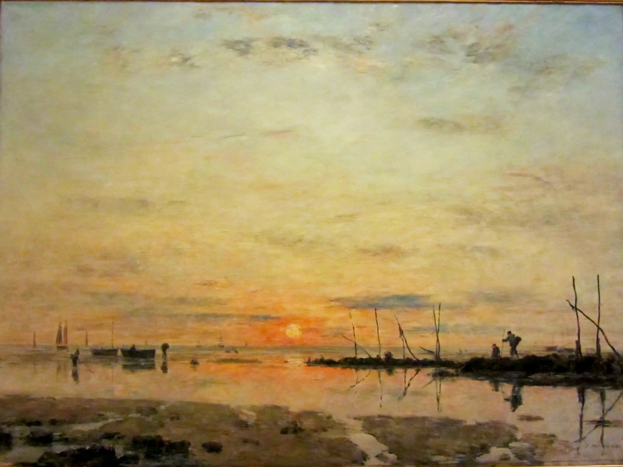 Le Havre. Coucher de soleil à marée basse - Eugène Boudin image 1 tableau peint à l’huile sur toile