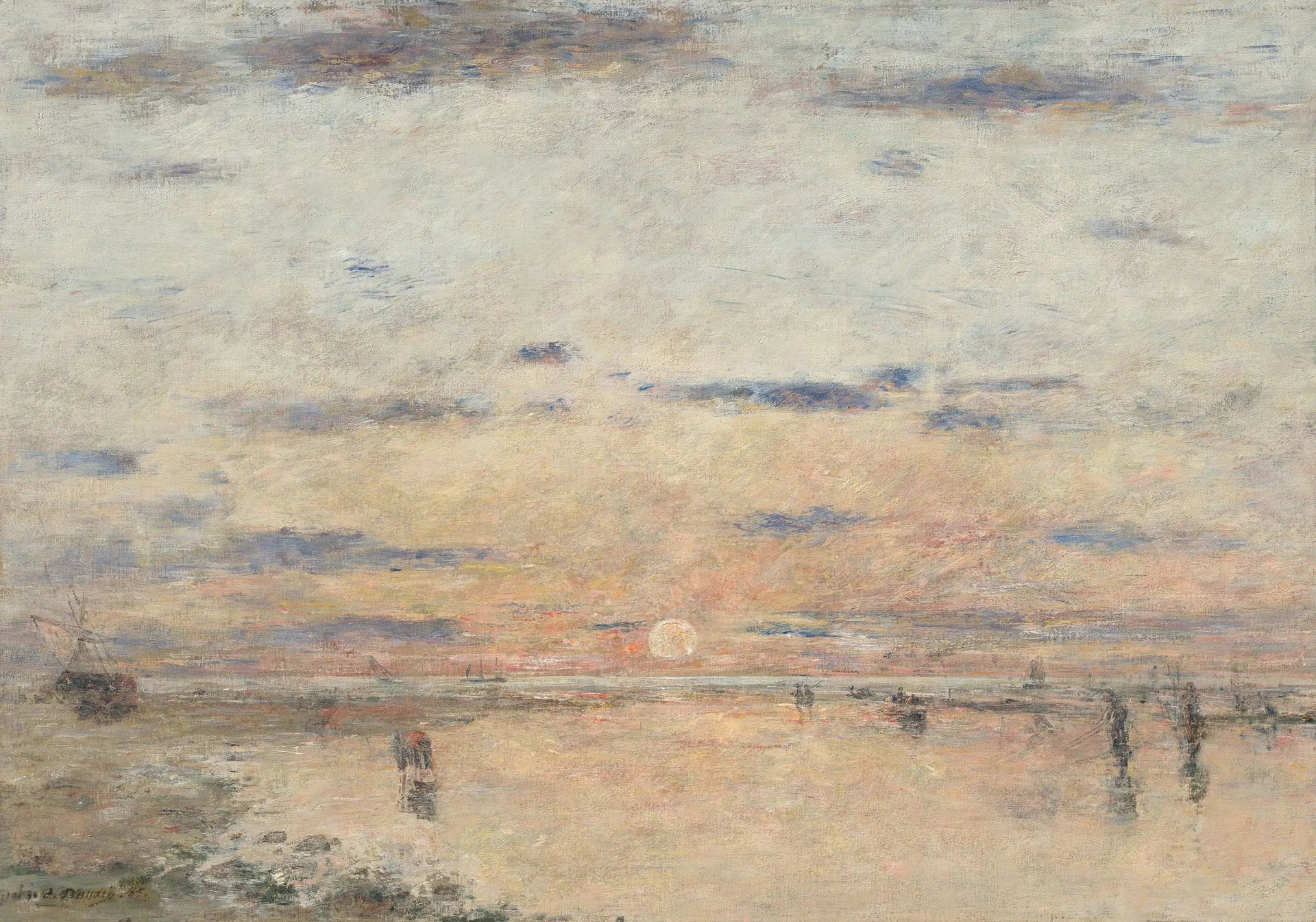 Le Havre : Coucher de soleil sur la mer - Eugène Boudin image 1 copie peinte à la main à l’huile