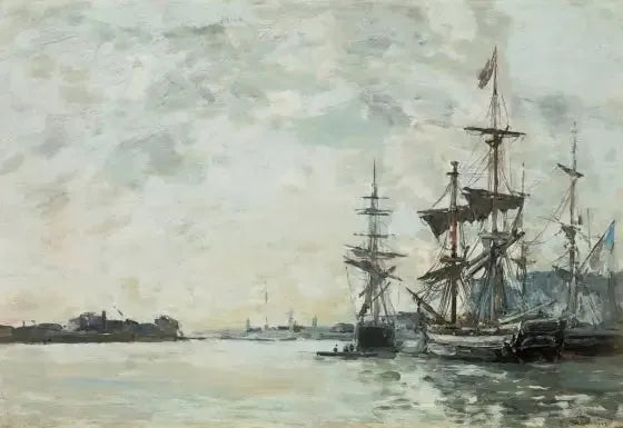 Le Havre, vaisseaux à l'ancre dans le port - Eugène Boudin