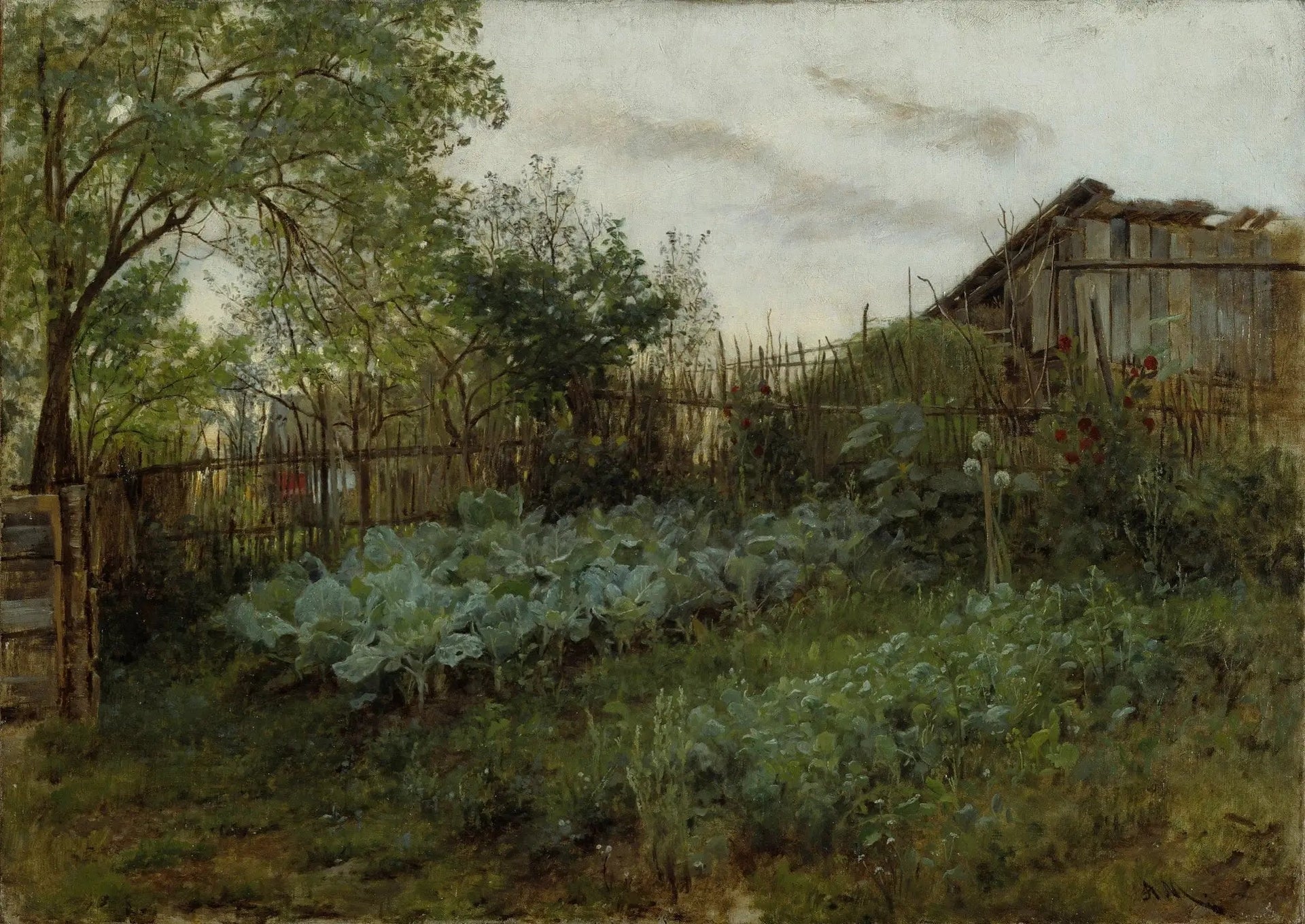 Le jardin arrière - Adolph von Menzel image 1 reproduction artisanale de tableau