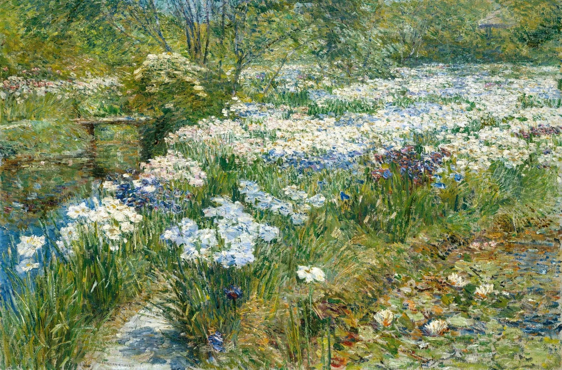 Le jardin d'eau - Childe Hassam image 1 copie peinte à la main à l’huile